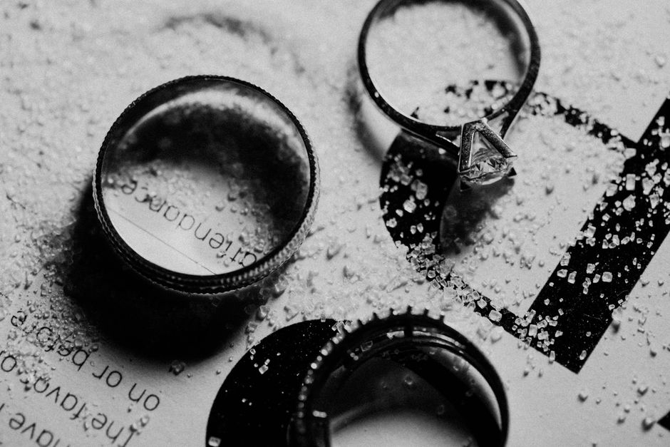 Macro shot of elegant wedding rings